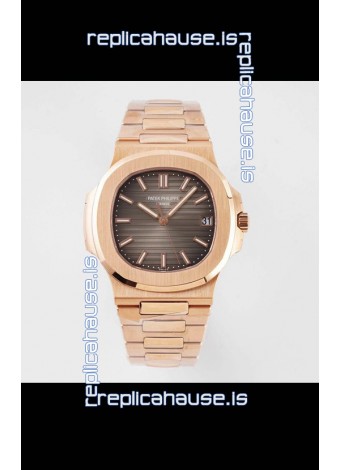 Patek Philippe Nautilus 5711/1R-001 1:1 Mirror Replica in 904L Steel Rose Gold Brown Dial