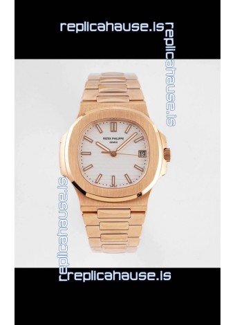 Patek Philippe Nautilus 5711/1R-001 1:1 Mirror Replica in 904L Steel Rose Gold White Dial