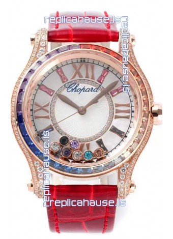 Chopard Happy Sport Swiss Automatic Replica Watch - Rose Gold Casing - 36MM Wide 