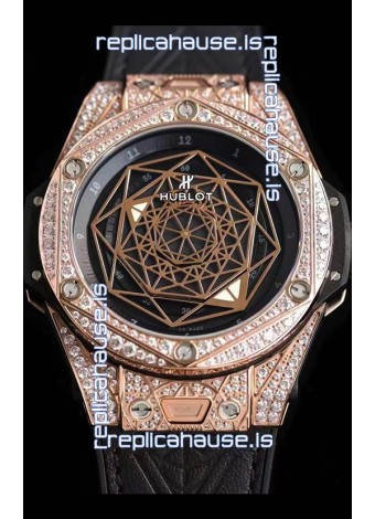 Hublot Big Bang Sang Bleu 45MM Stainless Steel Diamonds Edition Swiss Replica Watch