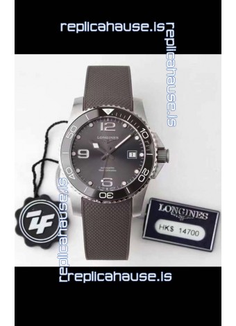 Longines HydroConquest 1:1 Mirror Swiss Replica Watch in Grey Dial Rubber Strap