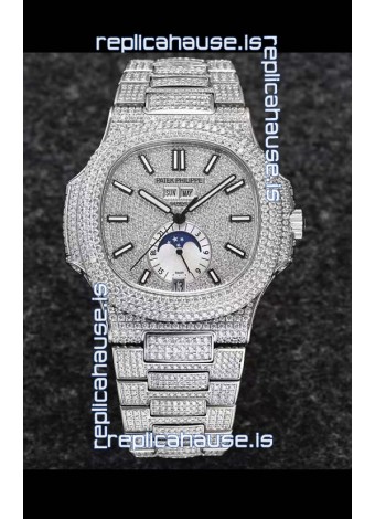 Patek Philippe Nautilus 5726A 1:1 Mirror Swiss Watch - Diamonds Casing/Dial