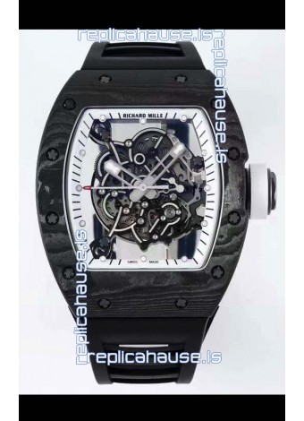 Richard Mille RM055 Forged Carbon Casing 1:1 Mirror Replica Watch in Black Strap 