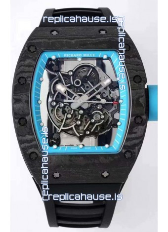 Richard Mille RM055 Forged Carbon Casing 1:1 Mirror Replica Watch in Black Strap 