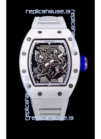 Richard Mille RM055 Ceramic Casing 1:1 Mirror Replica Watch in White Strap 
