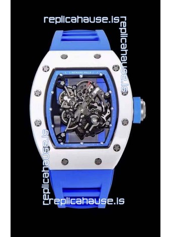 Richard Mille RM055 Ceramic Casing 1:1 Mirror Replica Watch in Blue Strap 