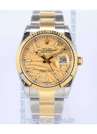 Rolex Datejust Palm Motif Dial 36MM Cal.3135 Movement Swiss Replica Watch in 904L Two Tone Casing