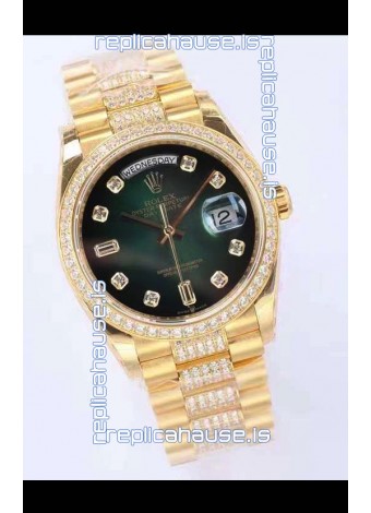 Rolex Day Date Presidential 18K Yellow Gold Watch 36MM - Green Dial 1:1 Mirror Quality Watch