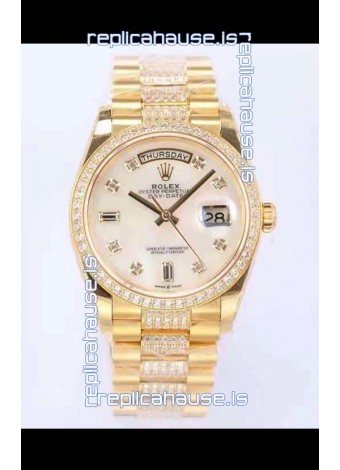 Rolex Day Date Presidential 18K Yellow Gold Watch 36MM - White Pearl Dial 1:1 Mirror Quality Watch
