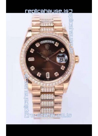 Rolex Day Date Presidential Rose Gold Watch 36MM - Brown Dial 1:1 Mirror Quality Watch