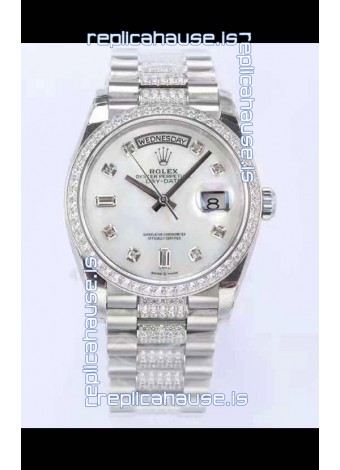 Rolex Day Date Presidential 904L Steel 36MM - White Pearl Dial 1:1 Mirror Quality Watch