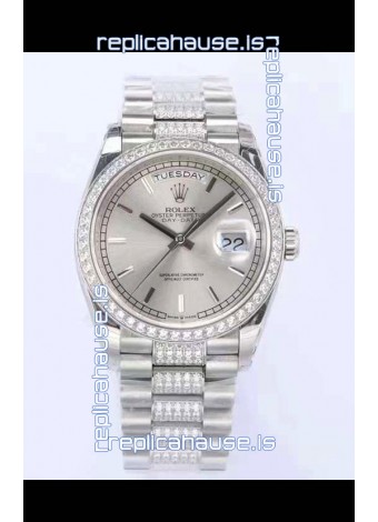 Rolex Day Date Presidential 904L Steel 36MM - Steel Dial 1:1 Mirror Quality Watch