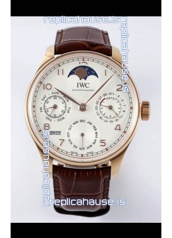 IWC Portuguese Perpetual Calendar Rose Gold Swiss Replica Watch REF. IW503302