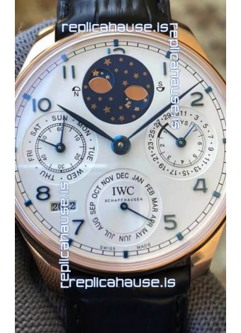 IWC Portuguese Perpetual Calendar Rose Gold Swiss Replica Watch REF. IW503405