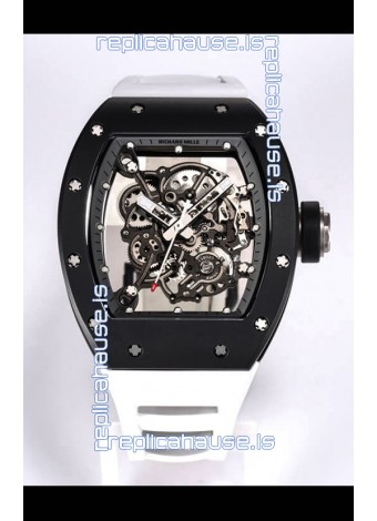 Richard Mille RM055 Black Ceramic Casing 1:1 Mirror Replica Watch in White Strap
