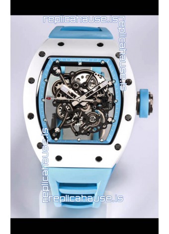 Richard Mille RM055 White Ceramic Casing 1:1 Mirror Replica Watch in Blue Strap