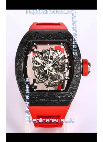 Richard Mille RM055 Black Carbon Casing 1:1 Mirror Replica Watch in Red Strap