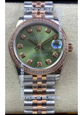 Rolex Datejust 278383 31MM Swiss Replica in 904L Steel in Green Dial - 1:1 Mirror Replica