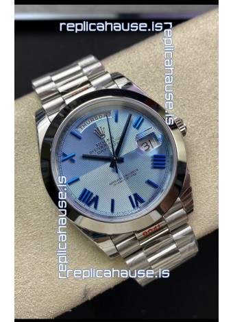 Rolex Day Date M228206-0001 904L Steel 40MM - Ice Blue Dial 1:1 Mirror Replica