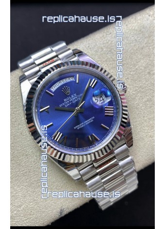 Rolex Day Date M228206-0015 904L Steel 40MM - Blue Dial 1:1 Mirror Replica