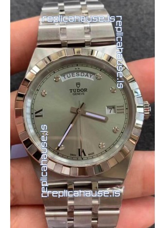 Tudor Royal Edition Watch - 1:1 Mirror Replica in Steel Casing - Grey Diamonds Dial