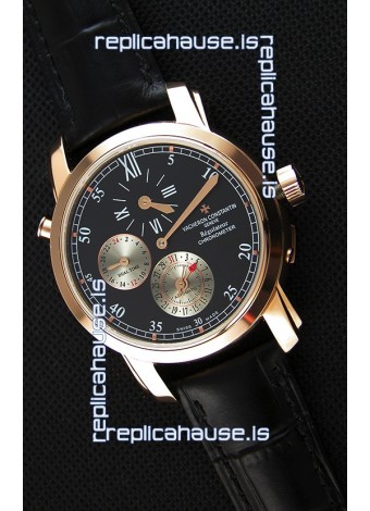 Vacheron Constantin Malte Dual Time Regulator Pink Gold Swiss Replica Watch 