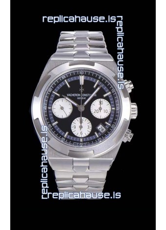Vacheron Constantin Overseas Chronograph Black Dial Swiss Replica Watch - Stainless Steel Strap
