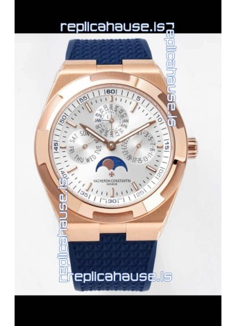 Vacheron Constantin Overseas Perpetual Calendar Ultra-Thin Steel Dial Rose Gold Casing Replica
