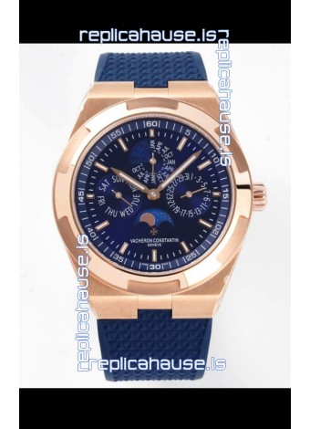 Vacheron Constantin Overseas Perpetual Calendar Ultra-Thin Blue Dial Rose Gold Casing Replica