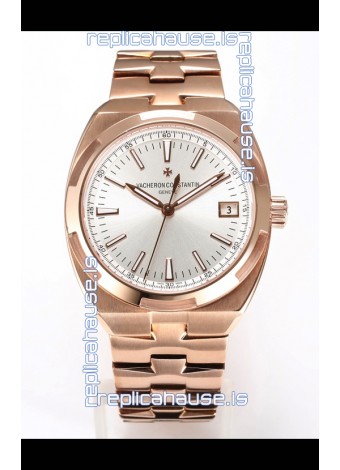 Vacheron Constantin Super Clone Overseas 1:1 Mirror Swiss Replica Watch in Rose Gold Steel Dial