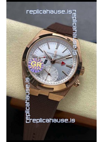 Vacheron Constantin Overseas Dual Time Rose Gold 1:1 Mirror Swiss Replica Watch in Steel Dial