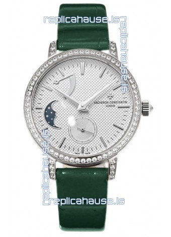 Vacheron Constantin Traditionelle Moon Phase White Dial in Steel Case Swiss Replica