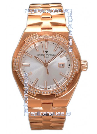 Vacheron Constantin Overseas Rose Gold Steel Dial 35MM Swiss Replica Watch 
