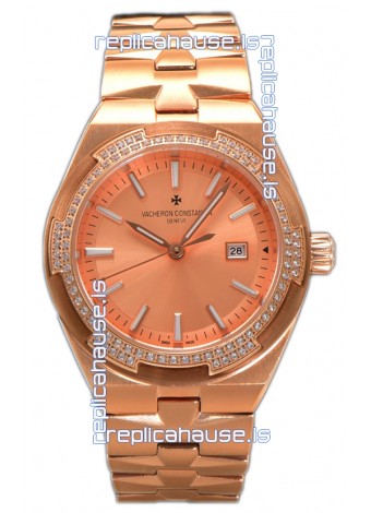 Vacheron Constantin Overseas Rose Gold Casing and Dial 35MM Swiss Replica Watch 