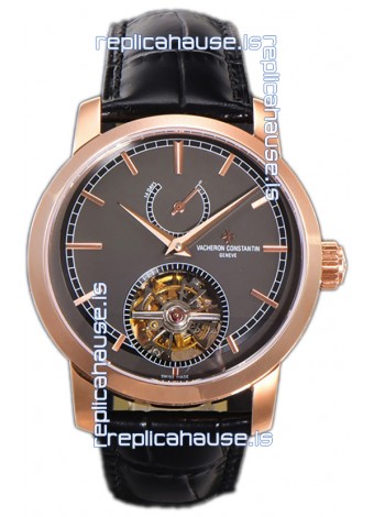 Vacheron Constantin Traditionelle 14-Day Tourbillon Grey Dial Rose Gold 1:1 Mirror Replica Watch 