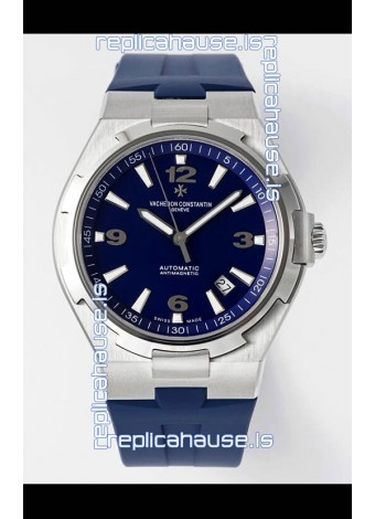Vacheron Constantin Overseas 1:1 Mirror Swiss Replica Watch in Steel Blue Dial - Rubber Strap