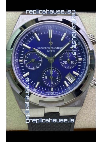 Vacheron Constantin Overseas Chronograph 904L Steel Blue Dial Swiss Replica Watch - Rubber Strap