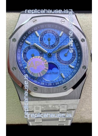 Audemars Piguet Royal Oak Perpetual Calendar Swiss Replica Steel Casing Watch in Steel Blue Dial 