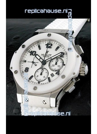 Hublot Big Bang Swiss Replica Watch in White Ceramic Bezel