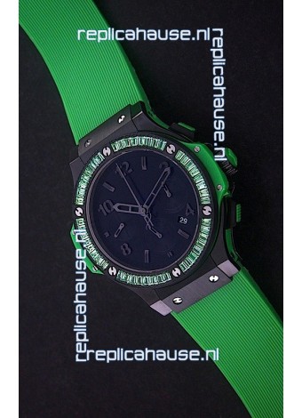 Hublot Big Bang Limited Edition All Black in Green Strap
