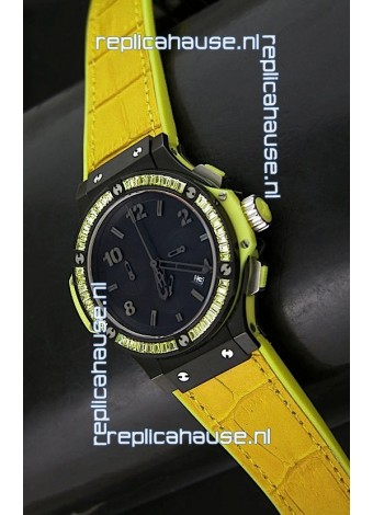Hublot Big Bang All Black Edition Japanese Quartz Watch in Lemon Colour