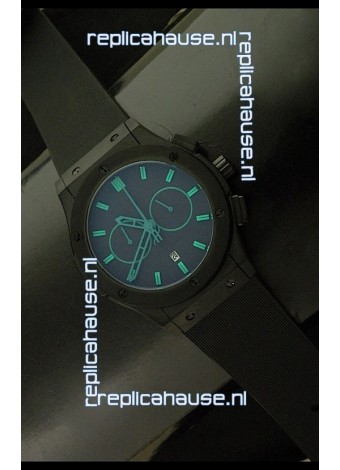 Hublot Big Bang Classic Fusion Chrono Japanese Watch with Green Markers Ceramic Case