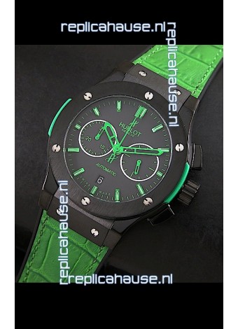 Hublot Big Bang Classic Fusion Swiss Replica PVD Watch in Green Strap