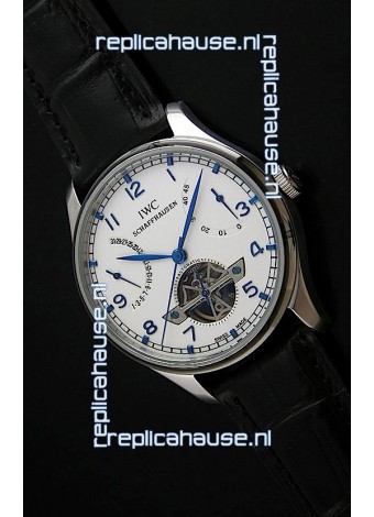 IWC Portuguese FA Jones Japanese Replica Watch in White Dial with Tourbillon