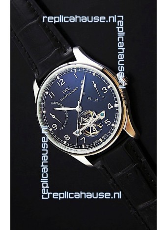 IWC Portuguese FA Jones Japanese Replica Watch in Black Dial with Tourbillon