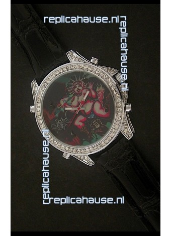 Five Time Zones J&C Imitations Japanese Watch in Full Diamonds