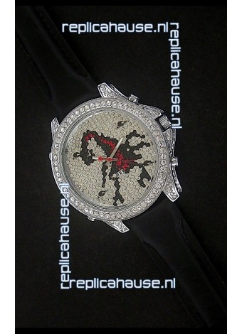 Five Time Zones J&C Clone Watch in Full Diamonds