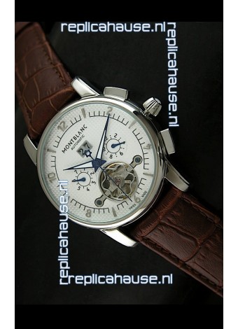 Mont Blanc Flying Tourbillon Japanese Replica Watch in White Dial