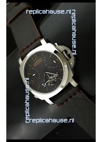 Luminor Panerai Japanese Replica Tourbillon Watch in Black Dial