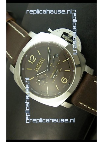 Panerai PAM365 L’Astronomo Luminor 1950 GMT Equation of Time Watch Brown Dial Steel